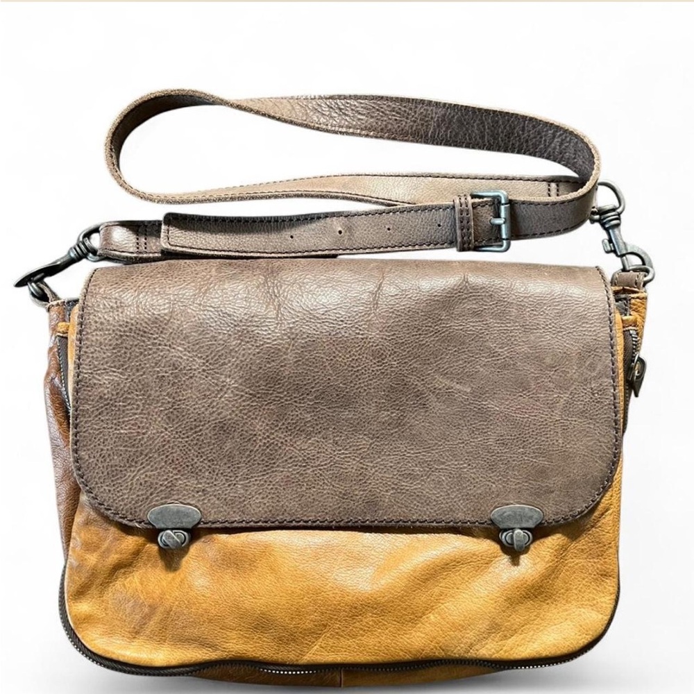 Liebeskind Berlin Olivia two-tone brown/gray flap messenger bag